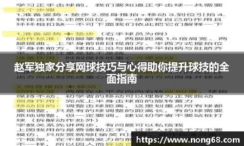 赵军独家分享网球技巧与心得助你提升球技的全面指南